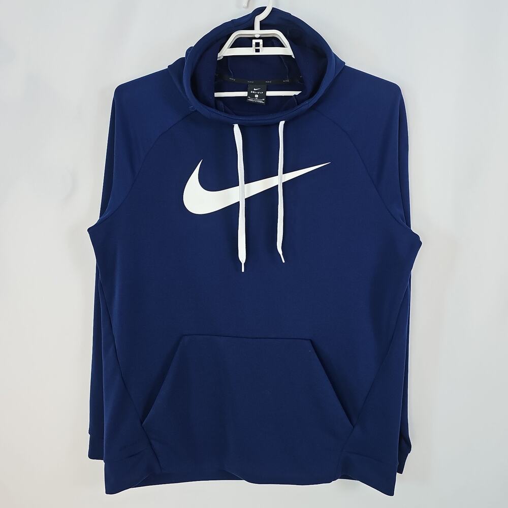 Nike Dri-FIT Blue Hoodie Mens XL Swoosh Pullover Sweatshirt Activewear